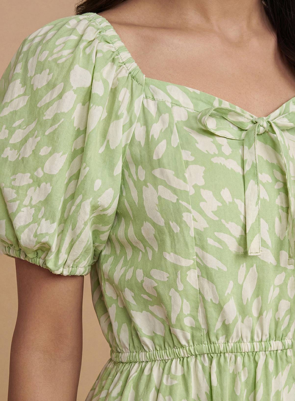DOROTHY PERKINS Tie Front Puff Sleeve Poplin Mini Dress 12 - Image 2